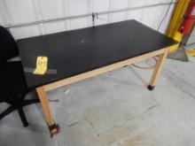 FORMICA TABLE 30" X 60" W/(~16) BAR STOOLS & CHAIRS
