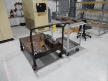 LOT SAW-TO-LENGTH BAR STOCK, METAL CART, SMALL SHEET RACK W/PLATE DROPS