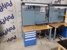ROUSSEAU 30" X 60" WOOD TOP WORK BENCH W/4-DRAWER CABINET & PEGBOARD RACK