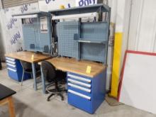 ROUSSEAU 30" X 60" WOOD TOP WORK BENCH W/4-DRAWER CABINET & PEGBOARD RACK