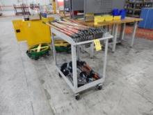 CART & CONTENTS W/CHAIN WRENCH CHIP HOES, BAND CUTTERS, HAMMERS