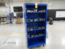BLUE ROLLING SHELF & CONTENTS W/ SOFT JAWS