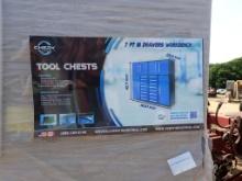 7' 16 Drawer Workbench - Blue
