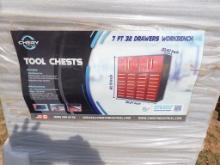 7' 32 Drawer Workbench - Red