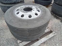 11R24.5 TIRES W/RIMS 2 EACH