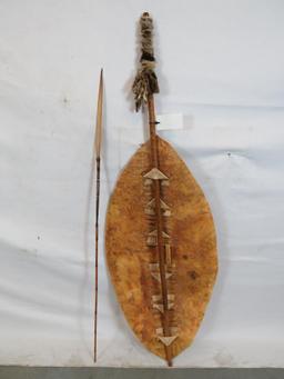 AFRICAN HIDE SHIELD & SPEAR