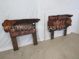 2 HAND PAINTED WOODEN MERRY CHRISTMAS SIGNS (2x$)