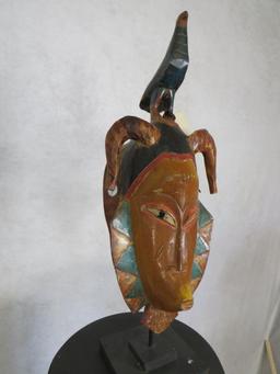 Carved Tribal Mask on Stand