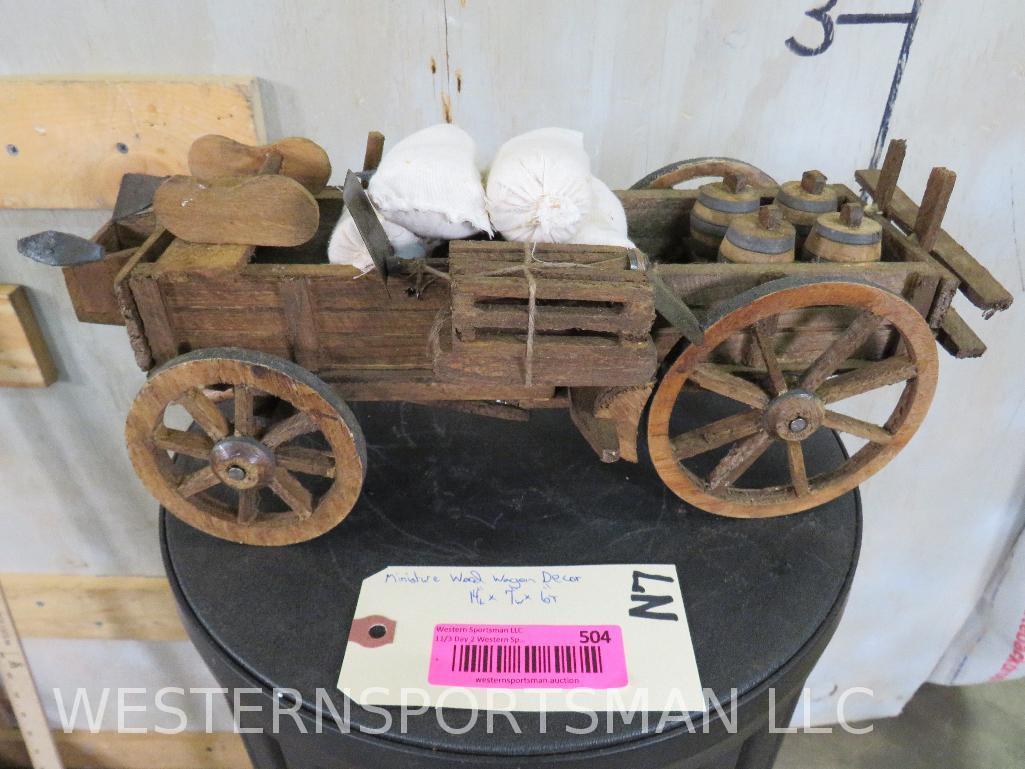 Miniature Wooden Wagon Decor