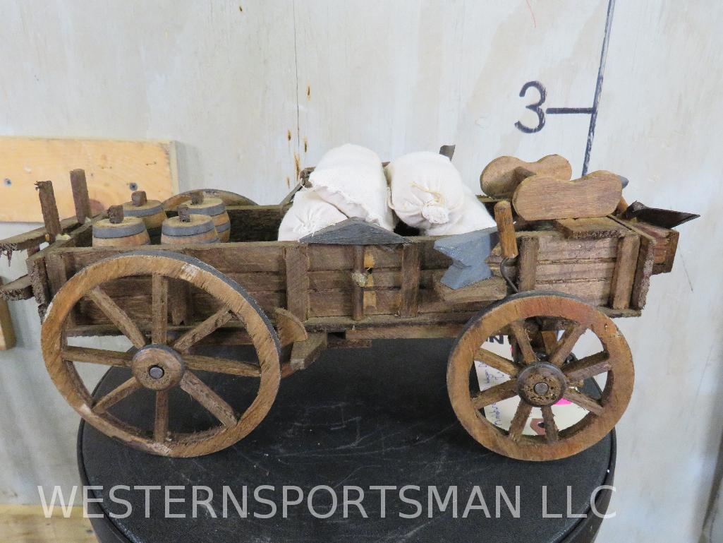 Miniature Wooden Wagon Decor