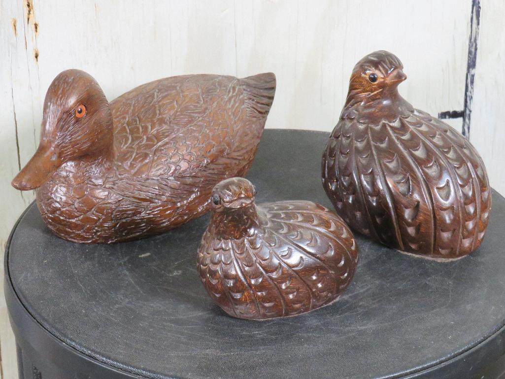 3 Vintage wood Birds