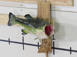 Nice Real Skin Bass on Natural Wood TAXIDERMY FISH MOUNT