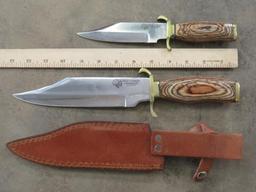2 Wood Handle Knives w/Leather Sheath (ONE$) KNIVES