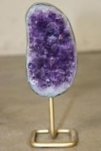 Deep Purple AMETHYST Crystal Cluster on a Metal Stand