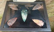 (5) ARROWHEAD Points in a Glass Display Case (ONE$)