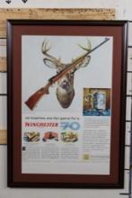 Reproduction Framed Winchester Color Print Advertisement from True Magazine 1965