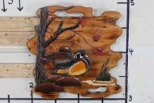"DL Collections" Top Quality Hand-crafted WOOD ART piece of 2 Ducks with Fall Leaves