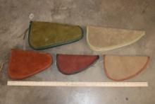 (5) LEATHER Handgun or Pistol Cases with Zippers (ONE$)