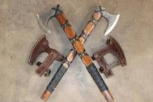 (2) Contemporary Viking Battle AXES with Carbon Steel Blades (ONE$)