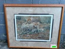 "Little Princess" Cheetah Art Print signed by artist Alan M. Hunt with a COA in a Wooden Frame