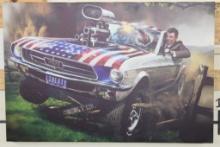 President Ronald Reagan Patriotic Canvas Print on a Wood Frame