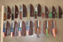 (15) *Brand New* Steel Fixed Blade Knives with Leather Sheaths (ONE$)