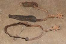 Antique SPURS with a Flower design embossed on the Leather Straps