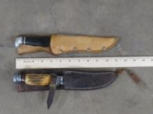 (2) Vintage KNIVES with Leather Sheaths by "CASE TESTED XX" Made in the USA (ONE$)