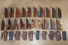 (20) *New* Damascus Steel Knives with Leather Sheaths (ONE$)