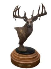 "Midnight Crossing" BRONZE Statue by artist Dick Idol on a Marble and Wood Base