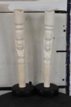 *TEXAS RESIDENTS ONLY* (2) Carved AFRICAN ELEPHANT IVORY Figures on Wooden Bases (ONE$)