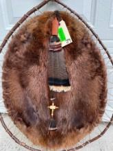 Native American Style *New* BEAVER Hide with Turkey Feathers in a Willow Hoop