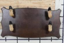 Unique Rack with 4 DEER Hooves on a Wooden Plaque