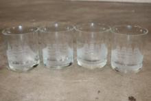 Set of (4) Vintage "Clipper" by Toscany Etched Old-Fashioned Whiskey Glasses (ONE$)