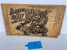 Antique Wooden Barnum and Bailey Greatest Show on Earth Clown Sign 1917