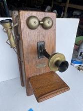 Antique Wooden Mongomery Ward Hand Crank Telephone