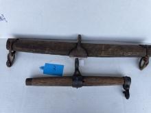 Lot of 2 Antique Wood and Iron Single Tree Yoke