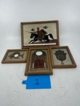 Lot of 4 Vintage Frame Pieces of Similar Artwork