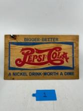 Vintage Wooden Pepsi-Cola Sign - Likely Part ofa Crate
