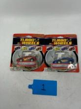 Lot of 2 Vintage Turbo Wheels Die-Cast Battery Powered Light Up Cars
