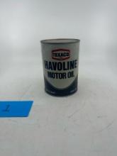 Vintage Texaco Havoline Motor Oil Can Unopened