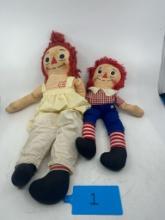 Lot of 2 Vintage Raggedy Ann/Andy Dolls