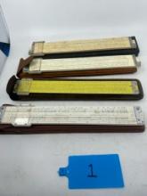 Lot of 4 Vintage Engineering Slide Rulers