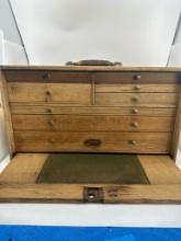 Antique Wooden Jewlers Tool Box Work Box