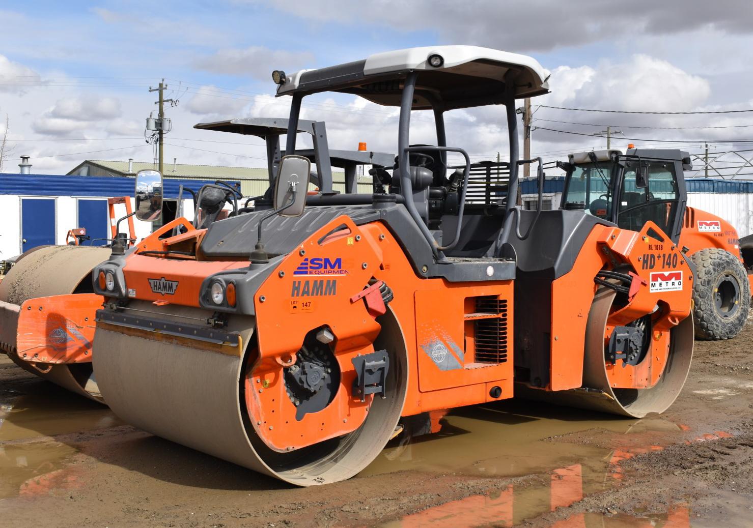 HAMM (2012) HD+ 140 VV ARTICULATING VIBRATORY TANDEM ROLLER WITH 84""W X 55"" DIAMETER FRONT & BACK