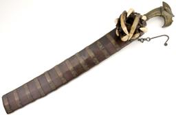 Very Rare 19th C. Indonesian Nias Sumatra BALATO Sword ~ Alligator Teeth Mounts ~ Museum Number on S