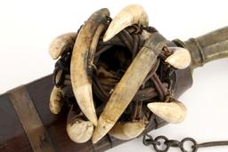 Very Rare 19th C. Indonesian Nias Sumatra BALATO Sword ~ Alligator Teeth Mounts ~ Museum Number on S