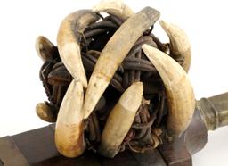 Very Rare 19th C. Indonesian Nias Sumatra BALATO Sword ~ Alligator Teeth Mounts ~ Museum Number on S