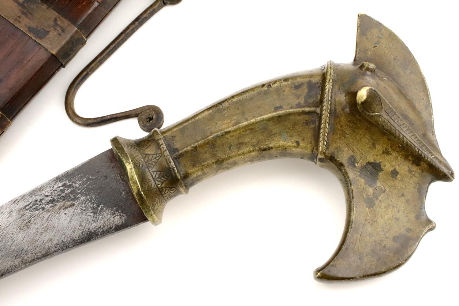 Very Rare 19th C. Indonesian Nias Sumatra BALATO Sword ~ Alligator Teeth Mounts ~ Museum Number on S