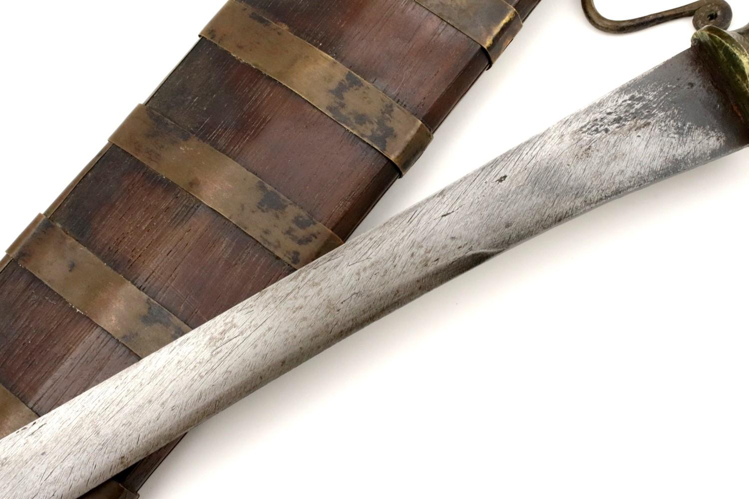 Very Rare 19th C. Indonesian Nias Sumatra BALATO Sword ~ Alligator Teeth Mounts ~ Museum Number on S